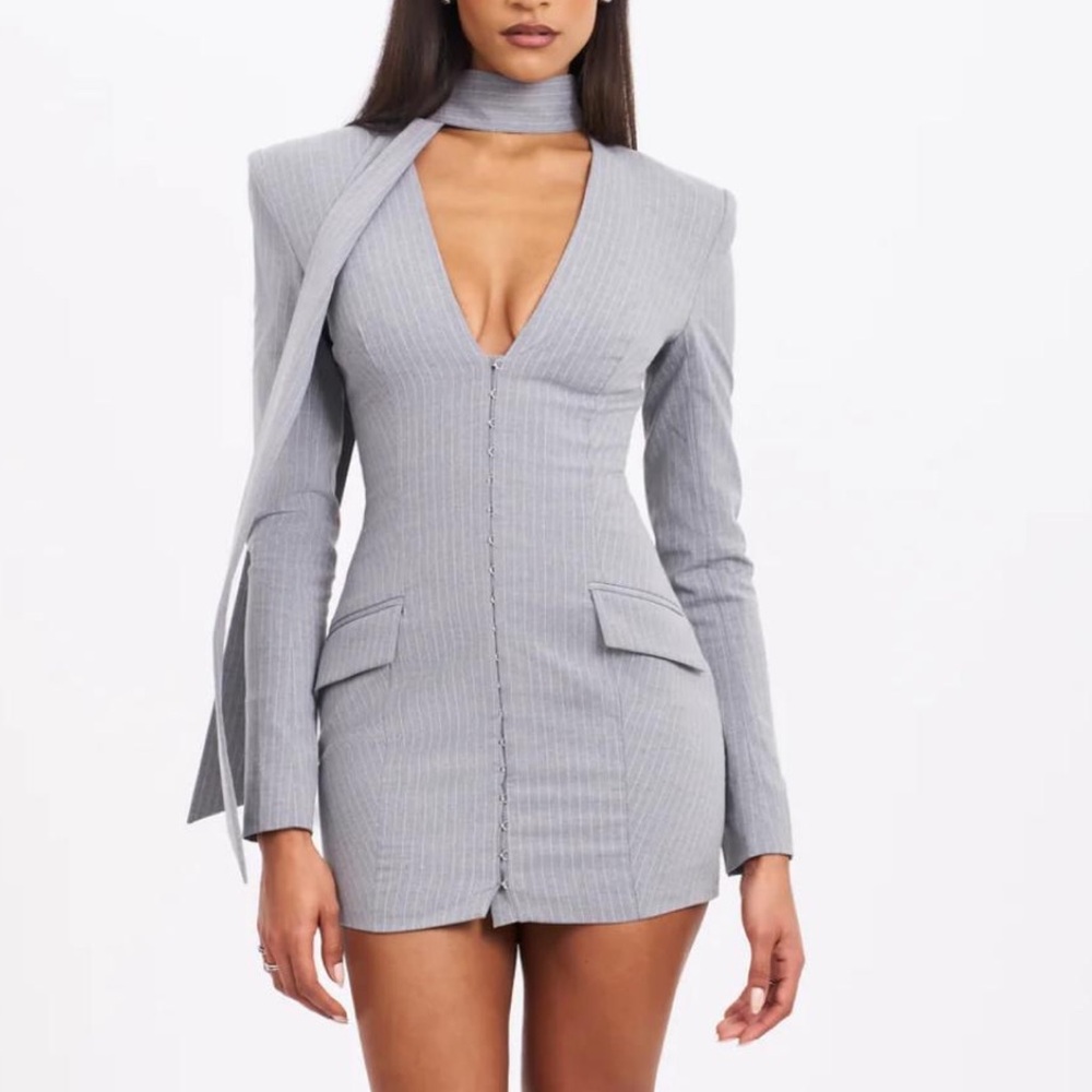 Chic Long Sleeve Gray Dress